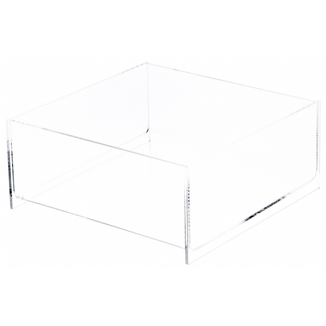 Plymor Clear Acrylic Square Open Top Merchandise Display Tray, 10" W x 10" D x 4" H